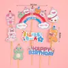 Decoraciones para pastel de cumpleaños de niños de moda roja te desean un feliz cumpleaños tarjeta de oso adorno para hornear