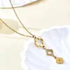 Moda Europea y Americana Elegante Acero Inoxidable Chapado en Oro de 18K Incrustado Circonita Multicapa Flor de la Suerte Trébol de Cuatro Hojas Collar para Mujer