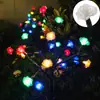Luzes Solares de Jardim, Flor de Cerejeira Vermelho Rosa, Luzes de Galhos Azuis e Brancas, Luzes Decorativas Impermeáveis para Exterior, Luzes de Jardim, Luzes Solares