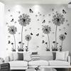 Decoración de Pared de Fondo para Habitación, Sala de Estar, Dormitorio, Pintura Autoadhesiva, Diente de León Negro Romántico, Frontera Ch39008Ab