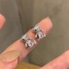 Brincos de zircônia super flash com estrela de urso, estilo coreano, moda simples, diamante completo, estrela de cinco pontas, pino de prata, brincos elegantes para mulheres