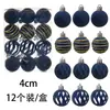 Dragon Tiger 4cm 12 Peças Conjunto de Bolas de Natal Brilhante Oca Aveludada Bola Caixa de Presente Boutique Arranjo de Pingente para Árvore de Natal