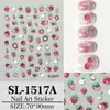Adesivos de Unha de Frutas Frescas de Verão 3D Cristal Transparente Morango Cereja Melancia Impermeável Relevo Adesivos de Unha Modelo Sl