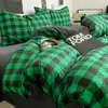 Conjunto de Roupa de Cama Listrado Preto e Branco Estilo Nórdico Peças Quatro Peças Macio Confortável Dormitório de Estudante Quarto Resistente à Sujeira Universal para Todas as Estações