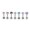 Broca para Perforación de Oreja de Aleación de Titanio F136 Engaste de Garras Estrella de Cinco Puntas Circonita Cabeza de Labret Stud Joyería para Perforación de Cartílago de Oreja G23