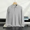 Suéter de cachemira con cuello polo de stock de fábrica para hombre, color liso, suéter de lana de punto simple, camisa base suave y amigable con la piel
