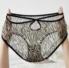 Ropa interior de malla con estampado de leopardo para mujer explosiva Cómoda Transpirable Cadera Hueca Alta Elasticidad Cintura Alta Edición Grande Ropa interior para mujer