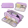 Estuche para lápices de apertura doble transfronteriza, Caja de lápices de gran capacidad, Estuche simple de estilo coreano multicolor, Almacenamiento de papelería para estudiantes de secundaria y primaria