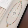 Acero de Titanio Piedra Natural Flor Colgante Collar de Perlas Temperamento Moda Dopamina Nuevo Estilo Étnico Chino Cadena para Clavícula