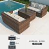 Sofá de Exterior Pátio Terraço Varanda Três Pessoas Casual Sala de Estar Combinação Rattan Artístico Cadeira de Rattan para Exterior Sofá de Rattan Impermeável