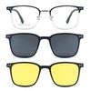 2270 Nuevo Set de Gafas Magnéticas Metálicas de Media Montura con Dos Marcos Cuadrados, Elegantes Gafas de Sol Polarizadas de Gama Alta para Hombre