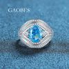 Anillo para Mujer de Plata Esterlina S925 con Diamante de Alto Carbono Rojo Mar Azul Rosa Verde Forma de Huevo Lujo Alta Gama Moda Socialité