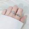 Anillo de plata de ley maciza S925 con gema de huevo de paloma de 5x7 mm, configuración DIY, estilo moderno de celebridad de internet, exquisito anillo de doble mariposa con diamantes