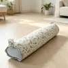 Almofada Rolo Listrada de Gaze de Algodão Puro Camada Dupla Orelha de Coelho Renda Almofada Cilíndrica Almofada para Dormir de Lado Almofada para Prender as Pernas Almofada de Encosto de Sofá Almofada de Cabeceira