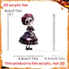 Halloween Esqueleto Elegante Menina Usando uma Saia Vermelha 2D Plano Acrílico Carro Mochila Pingente Pingente