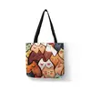 Sacola de Compras de Linho com Estampa Térmica Amazon HD Série Gato Ecológica Portátil Bolsa de Linho Casual Lona