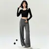 Conjunto de Yoga de Dos Piezas para Mujer, Nuevo, de Manga Larga con Hombros Descubiertos, Pantalones de Pierna Ancha con Caída de Cintura Alta, Adelgazante, Casual, Deportivo, para Primavera y Otoño