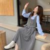 Vestido con un Toque de Lujo Ligero y de Gama Alta, Nuevo Estilo Coreano Primavera y Otoño 2025 Vestido Plegado de Cuello Camisero Falso Moderno