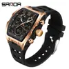 Reloj Estudiante Sanda Deportes al Aire Libre Repetición Doble Pantalla Forma de Barril para Estudiantes de Secundaria y Preparatoria Reloj Electrónico Multifuncional