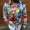 2022 Amazon Wish ebay transfronterizo explosión solapa impresión 3D casual corte ajustado manga larga camisa multicolor