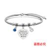 Pulseira Europeia e Americana Transfronteiriça Aço Inoxidável Pulseira Osso de Cobra Comemorativa Dia dos Professores Feriado Diamante Azul Presente Gravação Pulseira de Aço Titânio