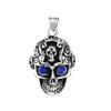Collar con Colgante de Calavera de Acero de Titanio Fundido Retro Europeo y Americano con Gema, Collar de Acero Inoxidable con Accesorios de Calavera, Tecnología de Pulido