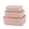 Caixa de Almoço Dobrável de Silicone de Grau Alimentício com Compartimento Único Resistente a Altas Temperaturas Micro-ondas Forno Crisper Portátil para Trabalhadores de Escritório Conjunto