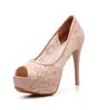 Proveedor de electricidad transfronterizo comercio exterior zapatos de mujer tacón alto impermeable mesa boca de pez zapatos de vestir 2021 verano Nuevos Zapatos de Encaje