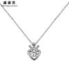Collar de corona elegante de plata esterlina s925 para mujer, cadena de clavícula de plata con corazón palpitante, de lujo, a la moda, ligero y combinable, venta al por mayor