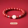Pulsera Auténtica de Cinabrio Morado Dorado Natural, Pulsera de Jade Hetian Turquesa, Regalo de Año de Nacimiento para Hombres y Mujeres, Cuentas Budistas