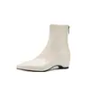 Botas de tornozelo estilo britânico com salto anabela e bico fino, estilosas e confortáveis, com aumento interno de 5cm de altura, zíper traseiro, comprimento até a panturrilha, novas botas slim-fit