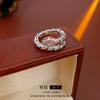 Anillo Abierto Curvo de Serpiente con Circonita Estilo Frío de Lujo Fácil de Combinar Anillo para Dedo Índice Casual de Gama Alta Accesorios para Manos para Mujeres
