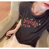 Camiseta Informal Bordada de Alta Densidad de Fibra Natural de Lino Floral Zhangzhang 3/28