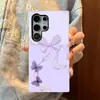 Estilo Coreano y Japonés Ins Morado Lazo Cinta Adecuado para Samsung S24 Funda de Teléfono de Gama Alta S25 Película Cubierta Protectora