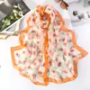 Bufanda Protectora Solar de Gasa Estilo Coreano Bufanda de Seda Estampada Versátil Bufanda Larga Delgada de Seda para Mujer Chal Decorativo Transpirable de Verano