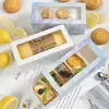 Caixa de Bolo Branca Portátil com Abertura de Janela, Caixa de Embalagem para Bolo Mousse Assado, Caixa Descartável para Sobremesa para Levar