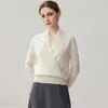 Nuevo Suéter de Cachemira con Cuello Cruzado para Mujer Otoño 2026, Jersey Versátil de Corte Holgado Adelgazante, Suéter Cálido