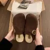 Zapatos Casuales de Piel Suave con Suela Gruesa Pantuflas de Punta Cerrada para Mujer Uso en Exteriores 2026 Otoño Nuevas Pantuflas de Algodón con Forro de Piel Slip-On Retro