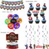 Decoração de festa temática do mundo virtual Roblox conjunto de decoração bandeira de puxar balão cartão espiral jogo de caixa de areia robô