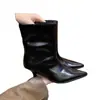 Nuevas Botas de Moda de Tacón Alto con Punta Aguda para Mujer en Otoño Nuevo Estilo Británico Diseño de Nicho Sentido del Diseño Botines Versátiles Negro
