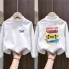 Ropa interior térmica casual de manga larga para niños, estilo nuevo Otoño Invierno, forro polar, camiseta de cuello alto para bebés, top interior, moderno