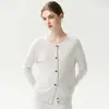 Cárdigan de punto Bai Cai Rong 100% cachemira otoño e invierno, cuello redondo, suéter de botones, top de manga larga, cuello redondo, moderno, estilo nuevo 26