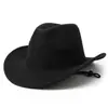 Amazon Sombrero de copa de ala ancha de color sólido Sombrero de vaquero occidental Sombrero de jazz retro británico de ala hacia arriba para mujer Otoño/Invierno para hombre