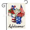 Bandera de jardín transfronteriza de gran venta para el Día de la Independencia, bienvenida, decoración floral para exteriores, bandera de jardín de lino de doble cara.
