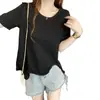Verão 2026 Novo Estilo Tamanho Plus Size Borda Irregular com Babados Manga Curta Camiseta Estilo Simples Camisa Básica