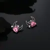 Auriculares Bluetooth Inalámbricos con Clip para Oreja Corazón Rosa Calado Hebilla de Oreja de Media Luna Hebilla de Diamante Desmontable Joyería de Moda Decorativa para Mujeres