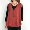 Chaleco de Punto para Mujer Delgado Holgado Talla Grande Calado Sin Mangas Exterior Cuello en V Chaleco Retro Literario Jersey