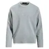 Sudadera Gris de Dos Piezas Falsas con Cuello en V para Hombre, Estilo Americano de Primavera, Tejido tipo gofre, Manga Larga, Corte Limpio, Camiseta Base Capa Interior
