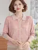 Elegante top fino de otoño para mujeres de mediana edad, camiseta de manga larga, elegante y a la moda para mujeres mayores
