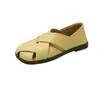 Elegantes Sandalias de Punta Redonda para Mujer, Boca Baja, Nuevo Estilo de Verano, Sandalias Tejidas Transpirables de Suela Suave Estilo Retro Francés para Mujer